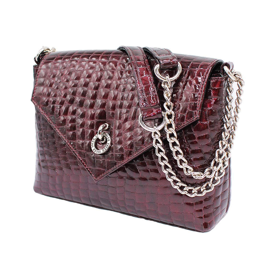 Torba kožna 4065-71, bordo kroko lak, Falco - Image 2