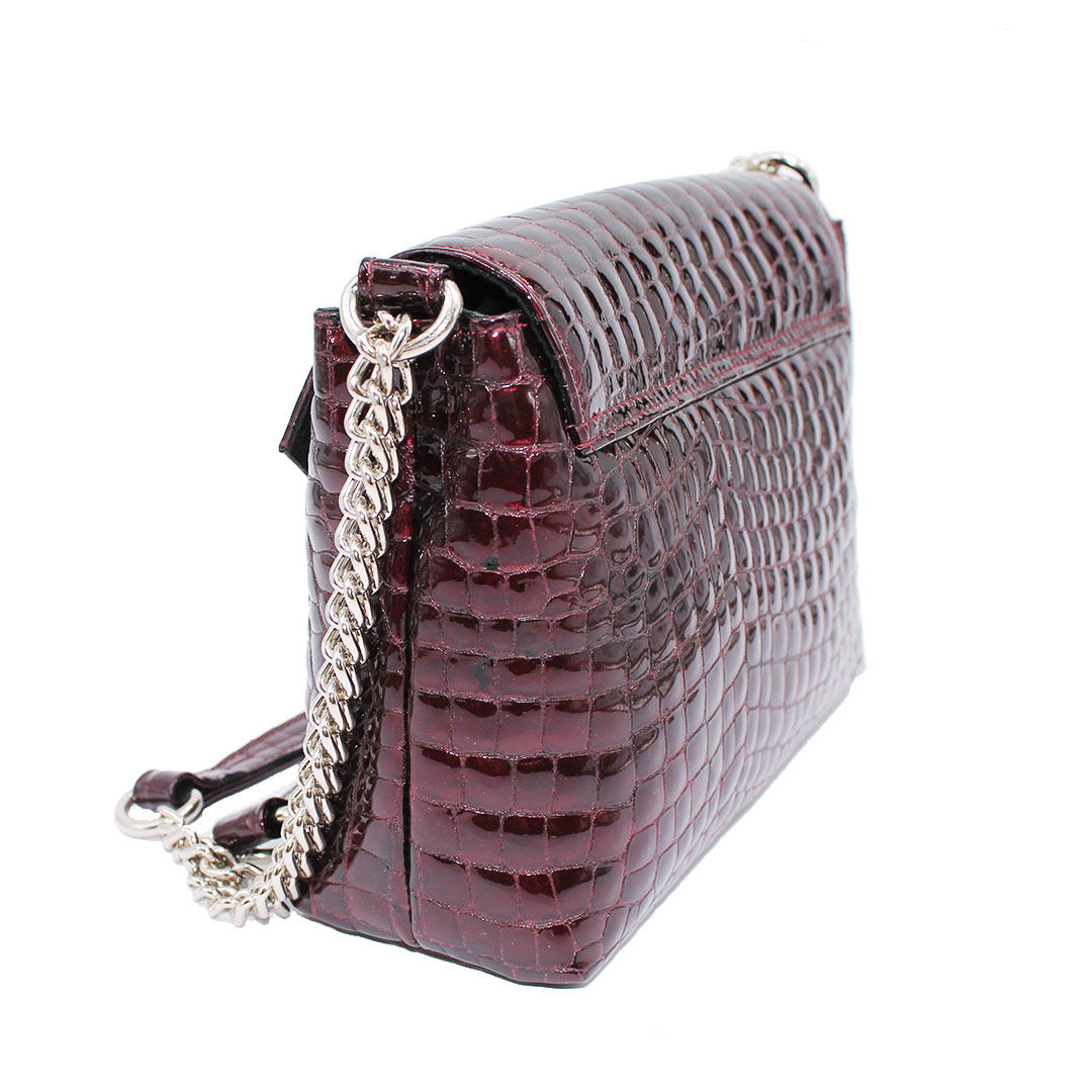 Torba kožna 4065-71, bordo kroko lak, Falco - Image 3