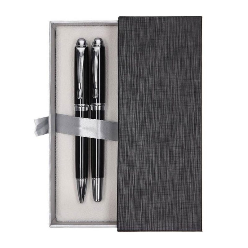 Set za pisanje, olovka hemijska i nalivpero, Ambition, crni