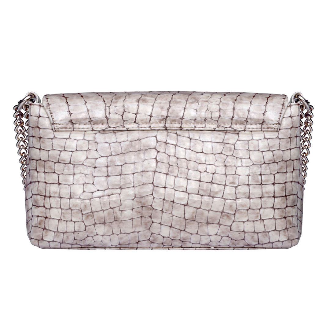 Torba na rame kožna 4065-54, bež kroko lak, Falco - Image 3