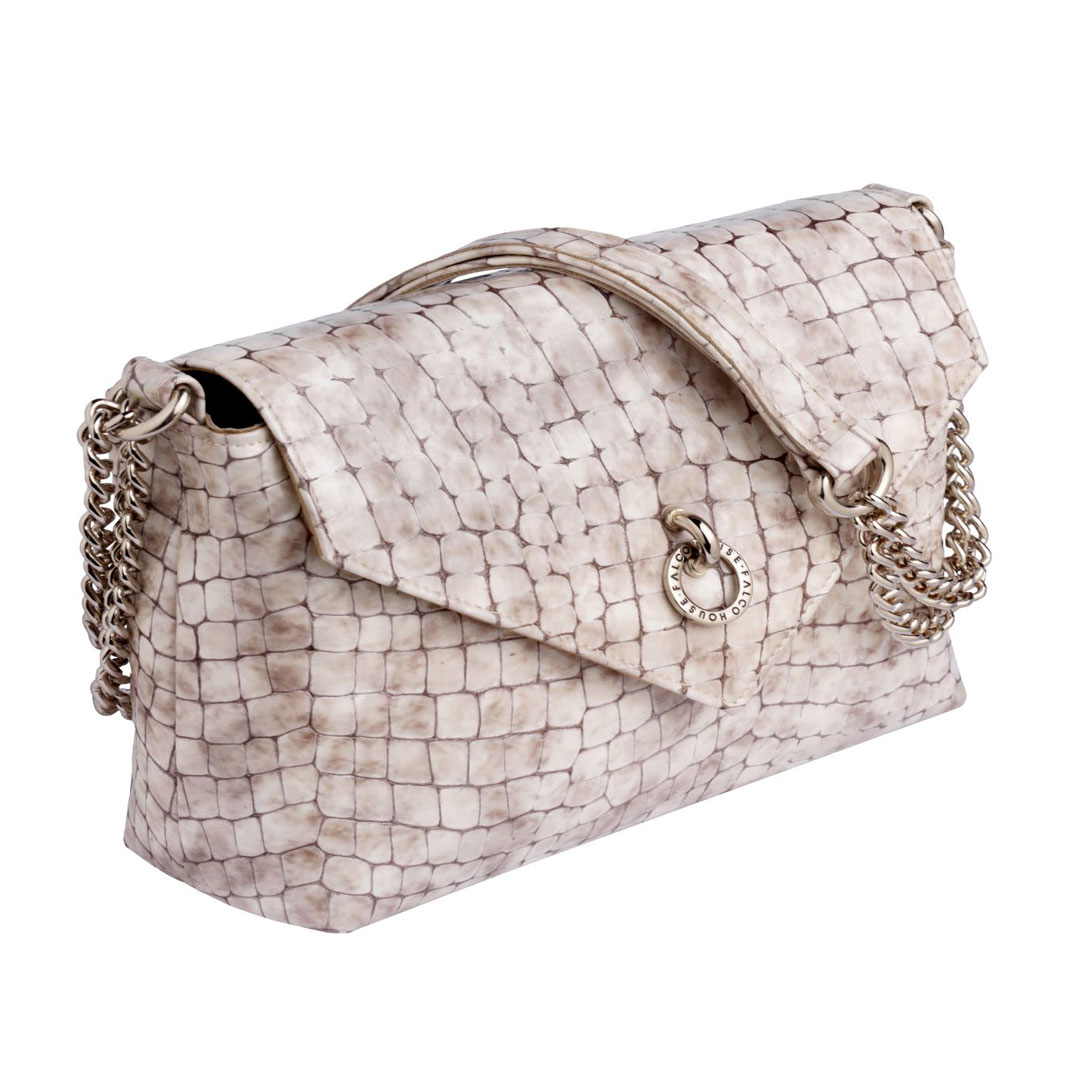 Torba na rame kožna 4065-54, bež kroko lak, Falco - Image 2