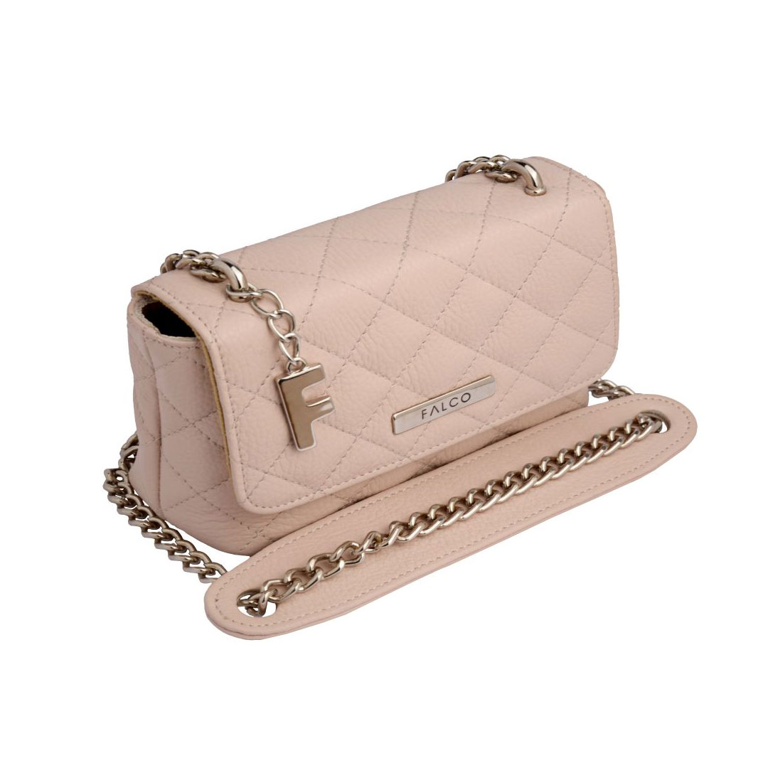 Torba na rame kožna 4072-91, puder roze, Falco - Image 3