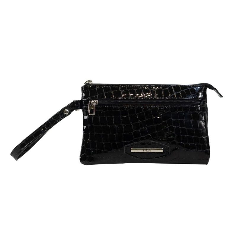 Neseser ženski kožni, 7107-11 crni kroko lak, Falco