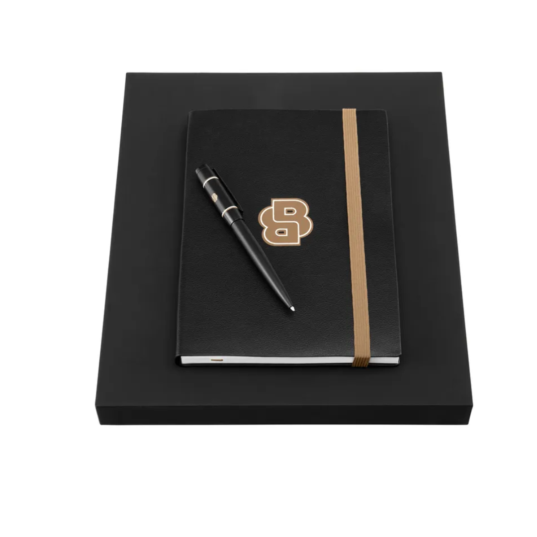 Notes A5 i olovka hemijska u setu HPBH612A, crni, Hugo Boss