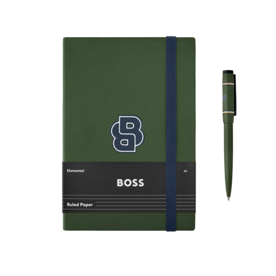 Notes A5 i olovka hemijska u setu HPBH612T, zeleni, Hugo Boss - Image 2